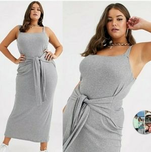 ASOS Curve Tie Waist Rib Maxi Dress